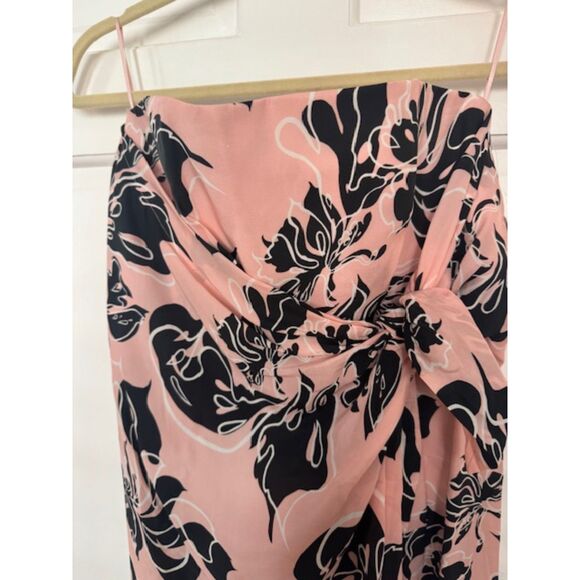 NWT Cedric Charlier Fantasy Silk Pink-Printed Strapless Midi Dress, size 6 - Picture 3 of 9